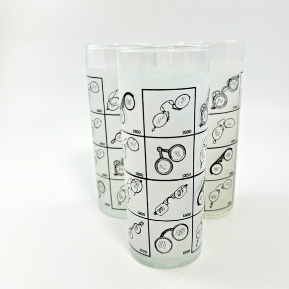 3 Vintage MCM Highballs with eyewear glasses history black and white optometry - Picture 3 of 3